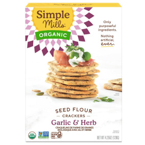 Simple Mills Organic Seed Flour Crackers Garlic & Herb, 120g