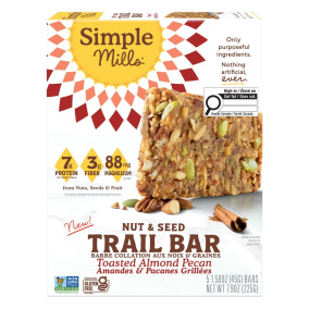 Simple Mills Gluten-Free Nut & Seed Trail Bar Toasted Almond Pecan Front of box