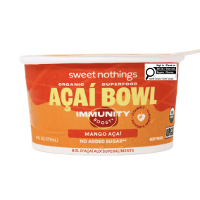 Front of Sweet Nothings Organic Superfood Acai Bowl Mango -  Acai Fruit Bowl -Superfood Snacks - Superfood Acai Bowl