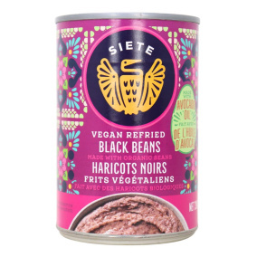 Front of Siete Vegan Refried Black Beans