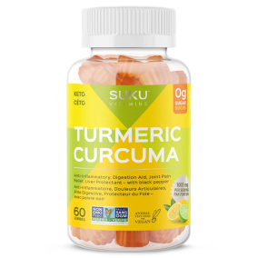 Front of SUKU Vitamins Anti Inflammatory Tumeric Curcuma Gummies Lemon Lime, 60 Gummies