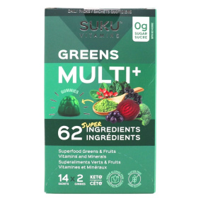 SUKU Vitamins Sugar Free Gummies Greens Multi+ 62 Super Ingredients, 28 Gummies