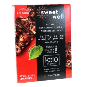 Sweetwell Keto Bar Pecan, Cinnamon & Milk Chocolate, 5 Bars