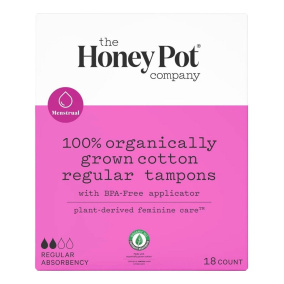 The Honey Pot Organic Cotton Tampons Regular, 18 Count