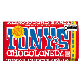 Front of Tony's Chocolonely Milk Chocolate - Fair Trade Chocolate - Best Milk Chocolate