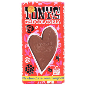 Tony’s Chocolonely ValenTony 32% Milk Chocolate Rose Raspberry Bar, 180g