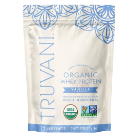 Truvani Organic Grass-Fed Whey Protein Vanilla, 20 Servings