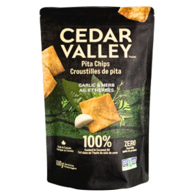 Cedar Valley Pita Chips With Coconut Oil Garlic & Herb, 180g