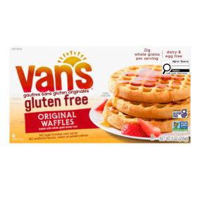 Front of Vans Waffles - Gluten Free Waffles - Frozen Gluten-Free Waffles - Healthy Frozen Waffles - Dairy-Free Waffles - Egg-Free Waffles - Original Waffles
