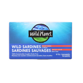 Wild Planet Non-GMO Wild Pacific Sardines in Water No Salt Added, 125g