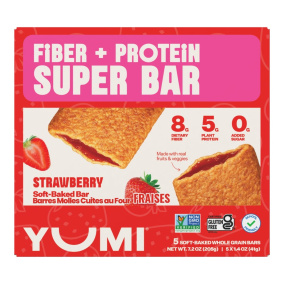 YUMI Fiber + Protein Super Bar Strawberry, 5 Soft Baked Bars