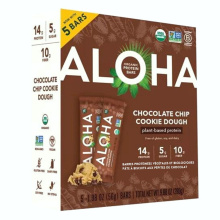 ALOHA Organic Plant-Based Protein Bar Chocolate Chip Cookie Dough Box, 5 Bars