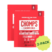 Chomps Chomplings Grass-Fed Beef Mini Sticks Original 2-Pack, 6 sticks each