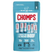 Chomps Grass-Fed Beef Jerky Stick Sea Salt, 8 Sticks