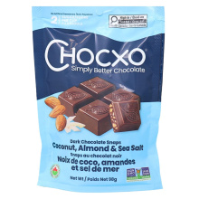 ChocXO 85% Dark Chocolate Snaps Coconut, Almonds & Sea Salt, 98g