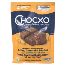ChocXO Snaps 69% Dark Milk Chocolate Toffee, Almond, & Sea Salt, 98g