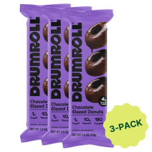 Drumroll Snacks Mini Protein Donuts Chocolate Glazed 3-Pack, 75g each