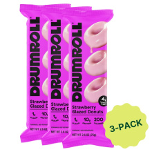 Drumroll Snacks Mini Protein Donuts Strawberry Glazed 3-Pack, 75g each