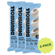 Drumroll Snacks Mini Protein Donuts Vanilla Glazed 3-Pack, 75g each