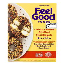 Feel Good Foods Gluten-Free Mini Everything Bagels Stuffed With Cream Cheese, 224g