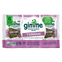 GimMe Organic Roasted Seaweed Snack Value Pack Teriyaki, 6 Packs