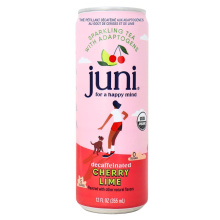 Juni Sparkling Decaffeinated Adaptogenic Tea Cherry Lime, 355 ml