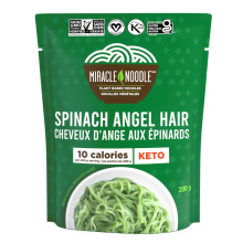 Miracle Noodle Ready To Eat Keto Plant-Based Konjac Noodles Spinach Angel Hair, 200g