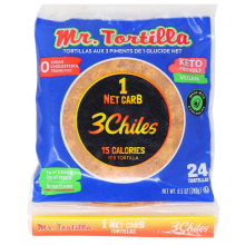 Mr. Tortilla 4” 1 Net Carb Tortilla 3 Chiles, 24 Pack