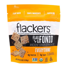Flackers Flax & Fonio Ancient Grain Crackers Everything, 128g