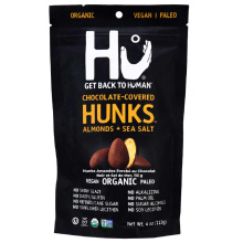 Hu Kitchen Dark Chocolate Covered Almonds + Sea Salt Hunks, 113g