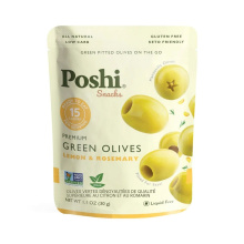 Poshi Premium Green Pitted Olives with Lemon & Rosemary, 30g