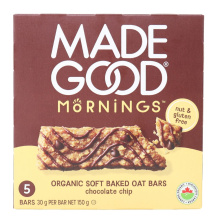 MadeGood Mornings Gluten-Free Soft-Baked Oat Bars Chocolate Chip, 5 Bars