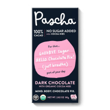 Pascha Black Bar 100% Cacao Dark Chocolate with Cocoa Nibs, 80g