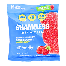 Shameless Snacks Low-Sugar Gummy Candy Red Raspberry Sour Scouts, 50g