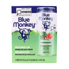 Blue Monkey No Sugar Added Sparkling Juice Watermelon, 4 Pack