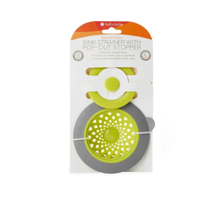 Front of Full Circle Sinksational Sink Strainer Green
