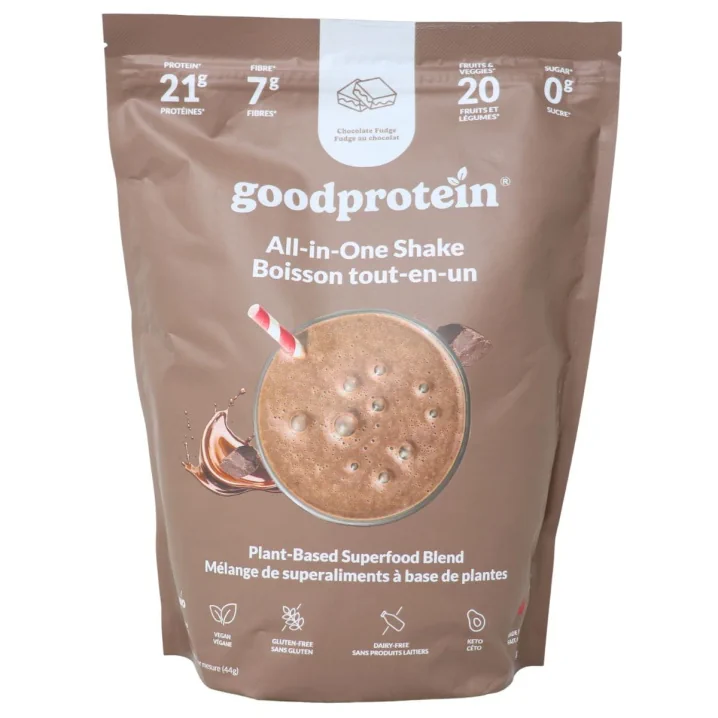 Good Protein All-In-One Shake Plant-Based Superfood Blend Chocolate Fudge Front