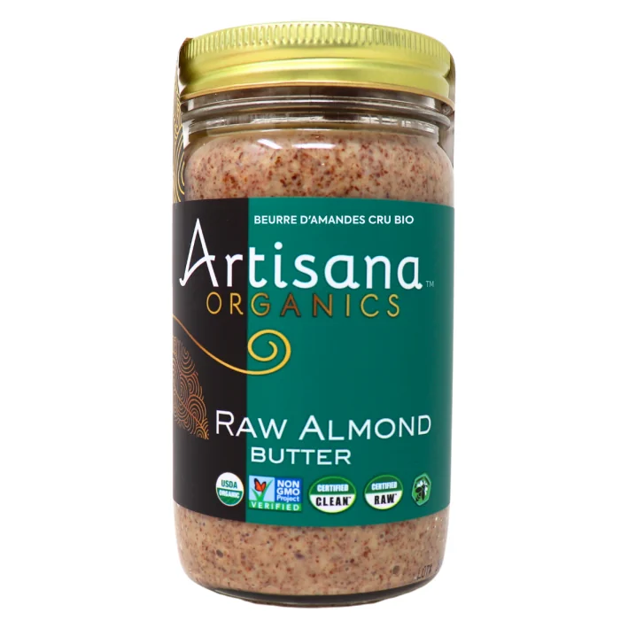 Front of Artisana Organic Raw Almond Butter - Paleo Butter - Less Sugar Butter - Best Almond Butter