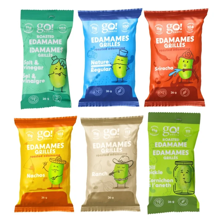 Go! Beanz High Protein Roasted Edamame Beans Snack Variety 6-pack Front