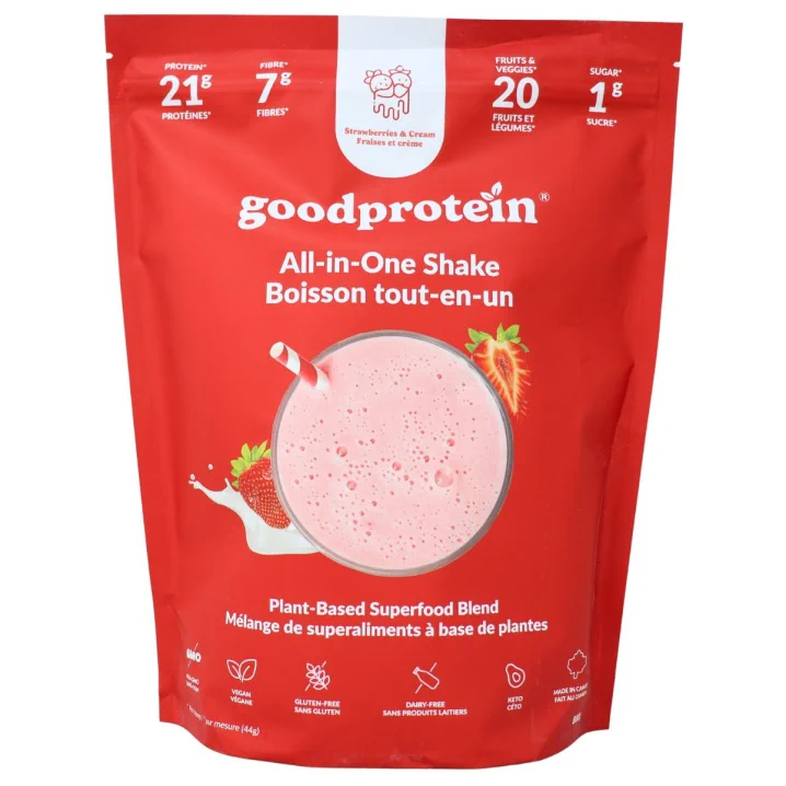 Good Protein All-In-One Shake Plant-Based Superfood Blend Strawberries & Cream Front