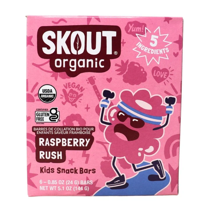 Skout Organic Kids Snack Bars Raspberry Rush Front