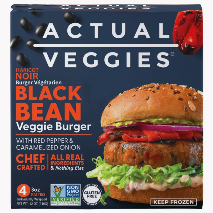 Actual Veggies Black Bean Veggie Burgers front