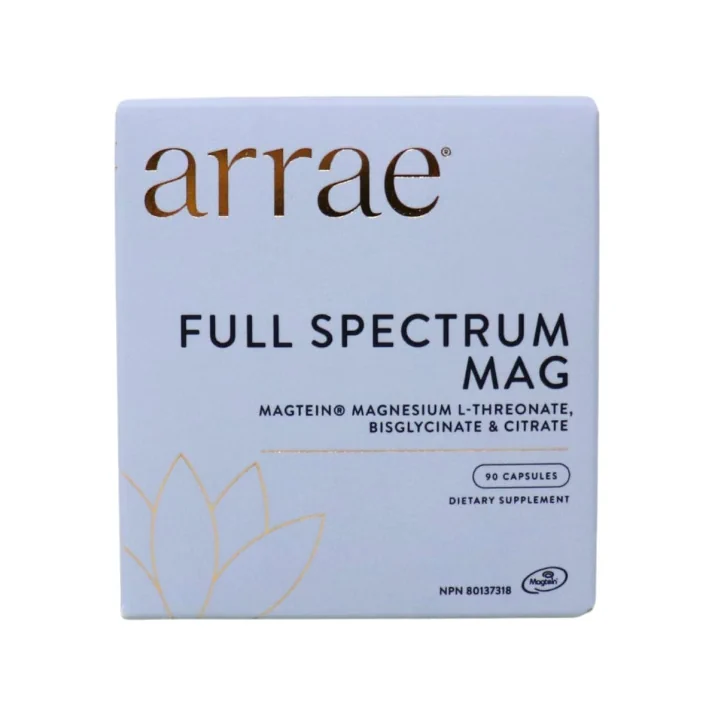 Arrae Dietary Supplement Arrae Full Spectrum Mag Magtein® Magnesium L-Threonate, Bisglycinate & Citrate, 90 Capsules Front of box