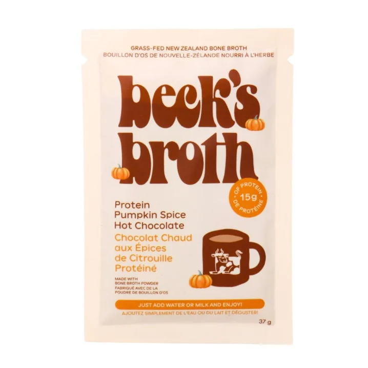 Beck’s Broth Bone Broth Powder Protein Pumpkin Spice Hot Chocolate Front