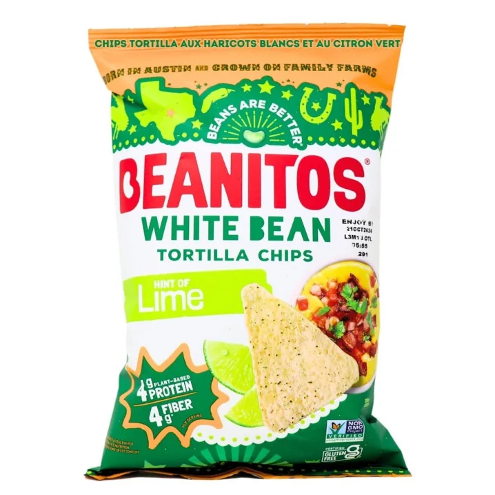 Front of Beanitos White Bean Tortilla Chips Hint Of Lime