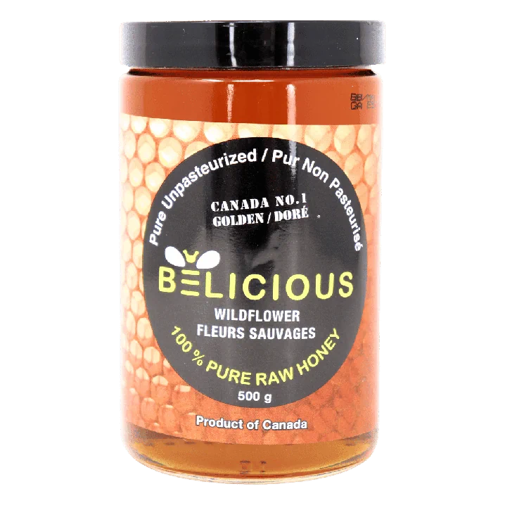 Belicious 100% Pure Raw Unpasteurized Honey Wildflower, 500g - Canadian Honey