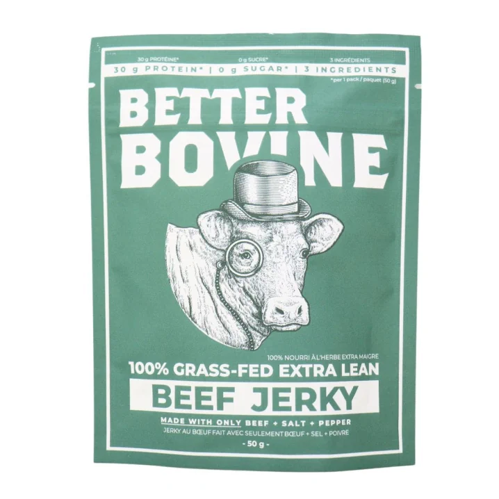 Front of Better Bovine Grass Fed Beef Jerky - Extra Lean Beef Jerky - Zero Sugar Beef Jerky
