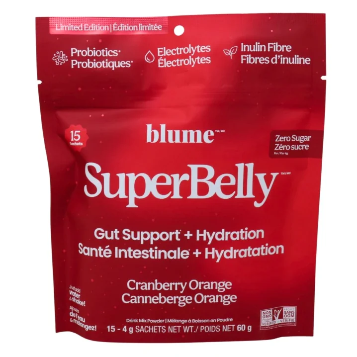 Blume SuperBelly Gut Support + Hydration Cranberry Orange, 15 Sachets Front of package