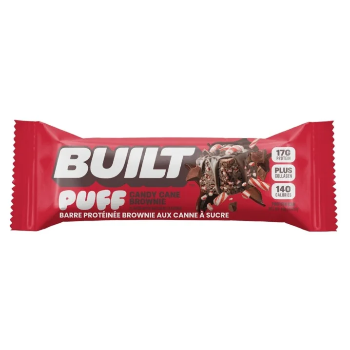 Built Bar Puff Protein Bar Candy Cane Brownie, 43g