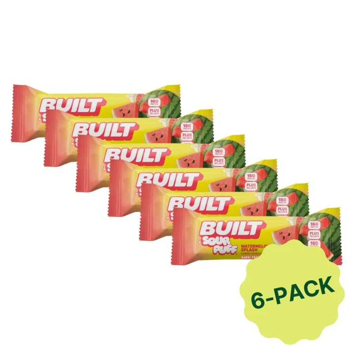 Built Bar Sour Puff Protein Bar Watermelon Splash 6-Pack Front of 6-pack